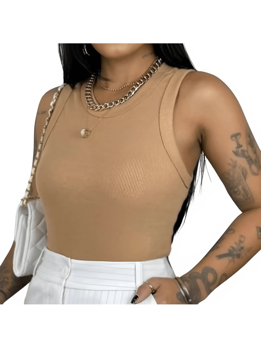 Regata Feminina Blusa em Ribana Moda Candy Blogueira