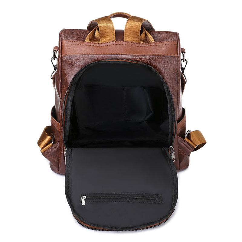 Mochila Feminina Antifurto de Couro  Letícia