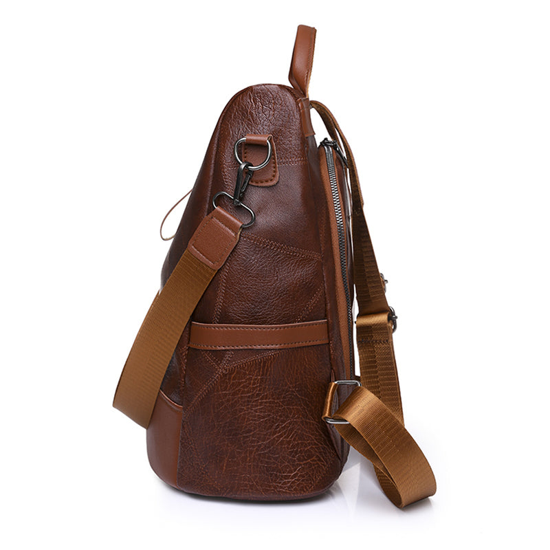 Mochila Feminina Antifurto de Couro  Letícia
