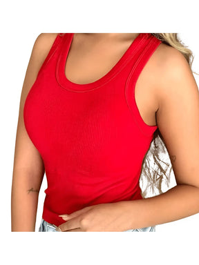 Regata Feminina Blusa em Ribana Moda Candy Blogueira