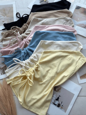 Blusa Drapeada Assimétrica Lançamento Verão Color Candy  Ribana Canelada Mula Manga