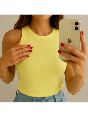 Regata Feminina Blusa em Ribana Moda Candy Blogueira