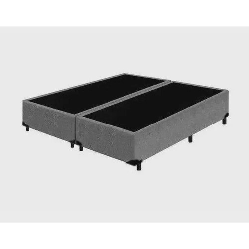 Base Cama Box Bipartido Premium Casal Sued Cinza 203x193x38cm