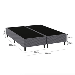 Base Cama Box Bipartido Premium Casal Sued Cinza 203x193x38cm