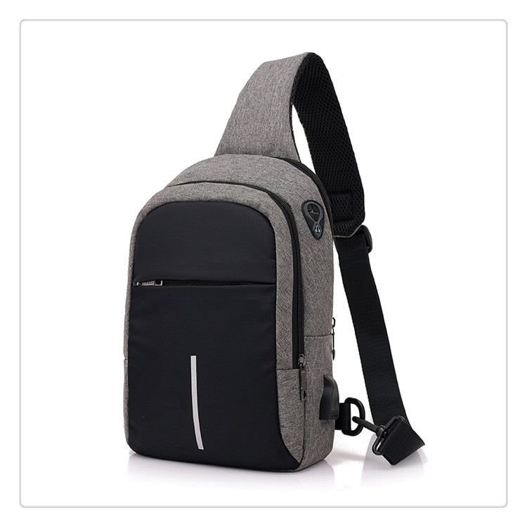 Mochila Transversal Shoulder Bag Carregamento USB
