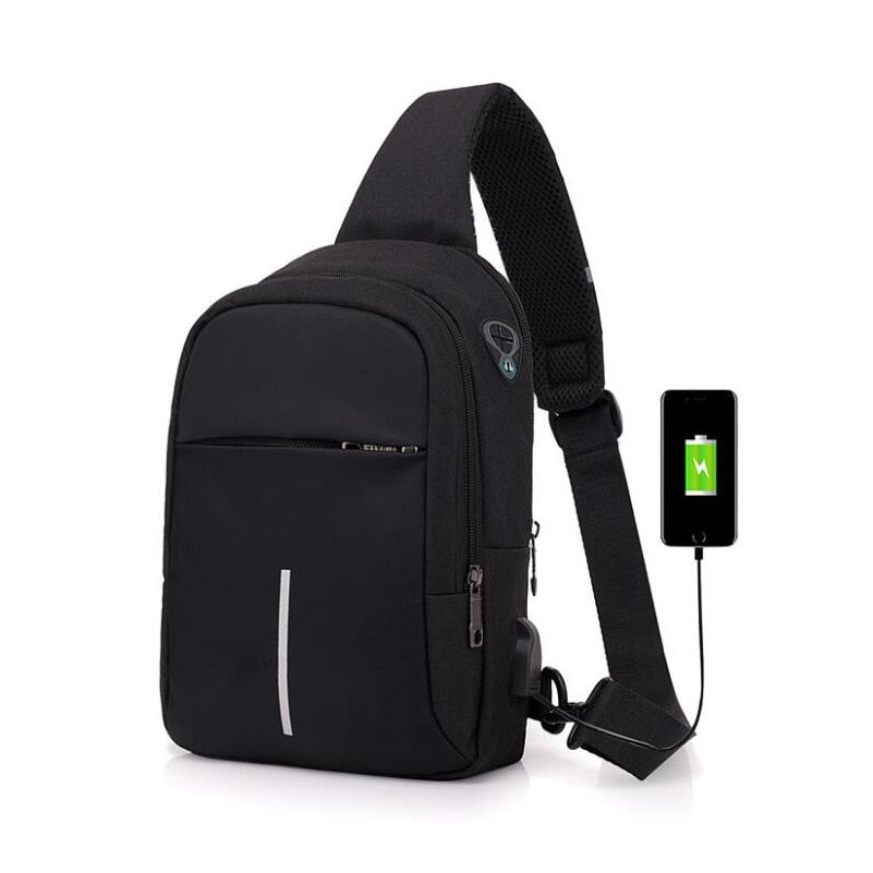 Mochila Transversal Shoulder Bag Carregamento USB