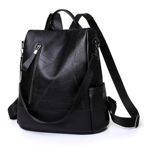 Mochila Feminina Antifurto de Couro  Letícia