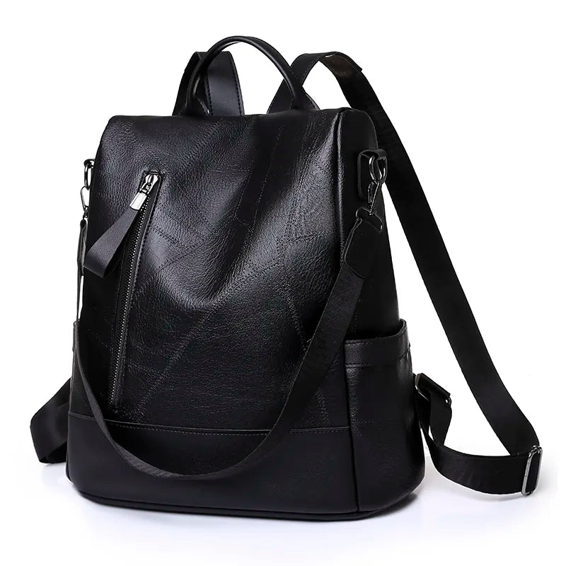 Mochila Feminina Antifurto de Couro  Letícia
