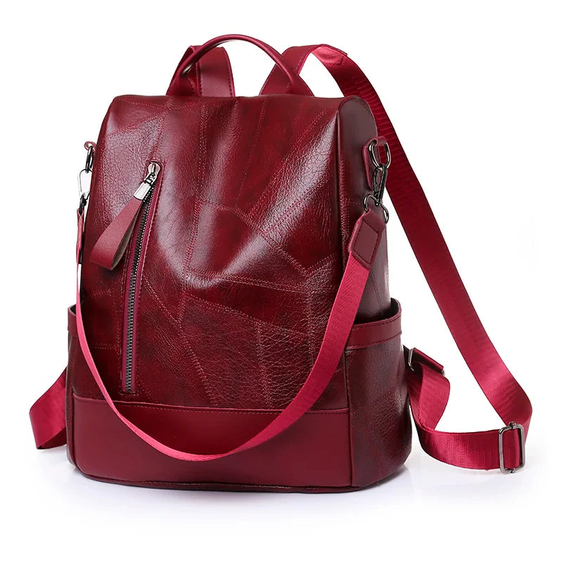 Mochila Feminina Antifurto de Couro  Letícia
