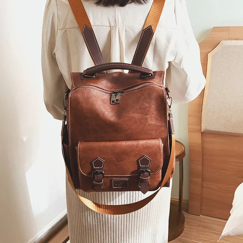 Mochila de Couro Feminina Modelo Vintage