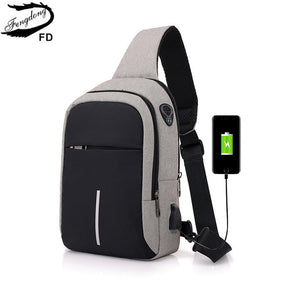Mochila Transversal Shoulder Bag Carregamento USB