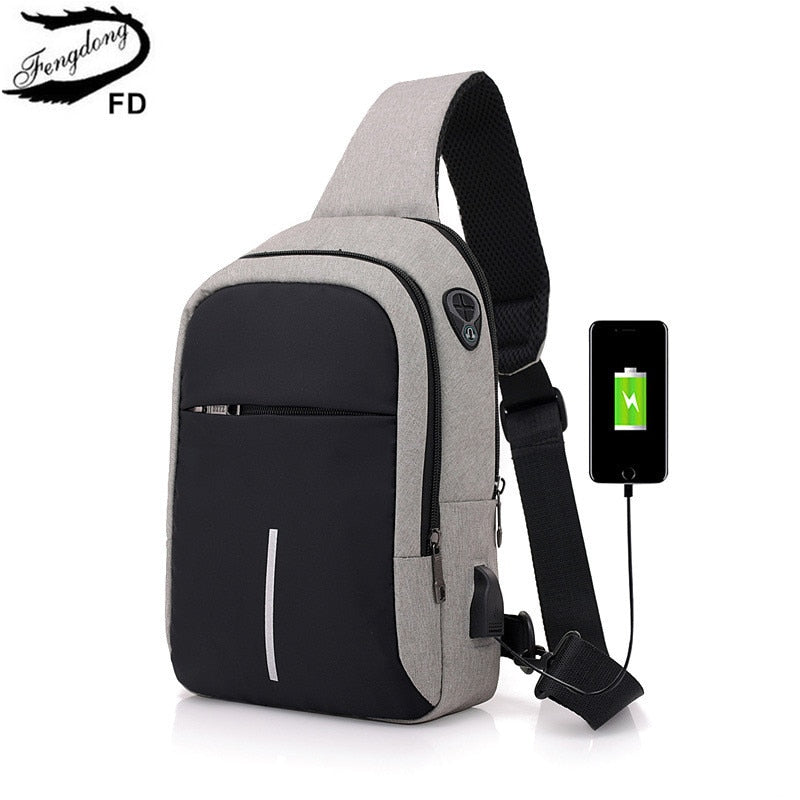 Mochila Transversal Shoulder Bag Carregamento USB