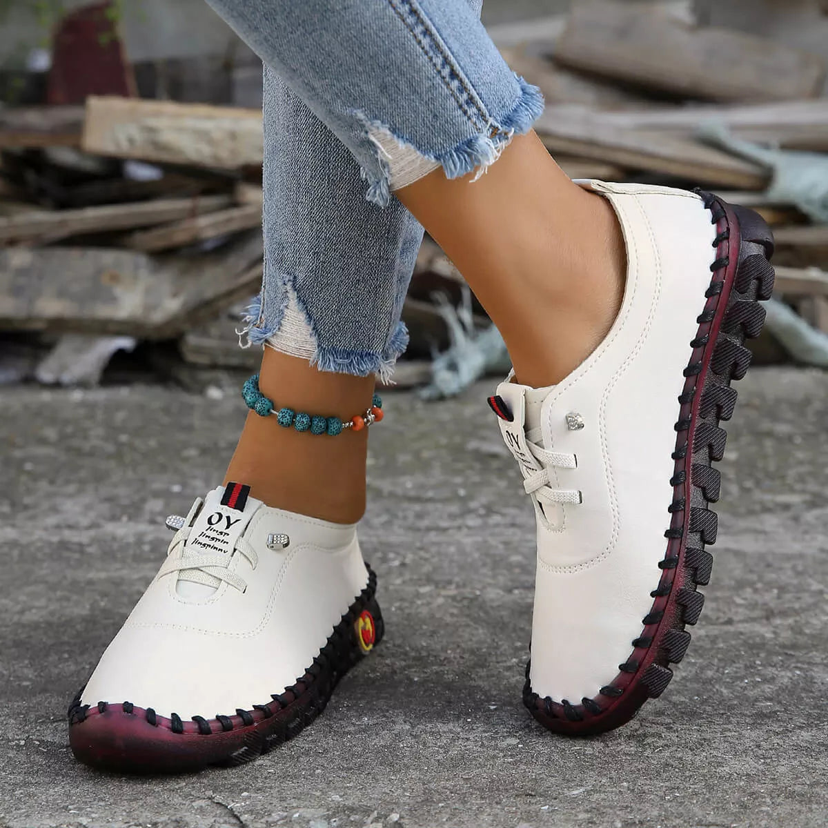 Tênis Feminino de Couro Casual Plus