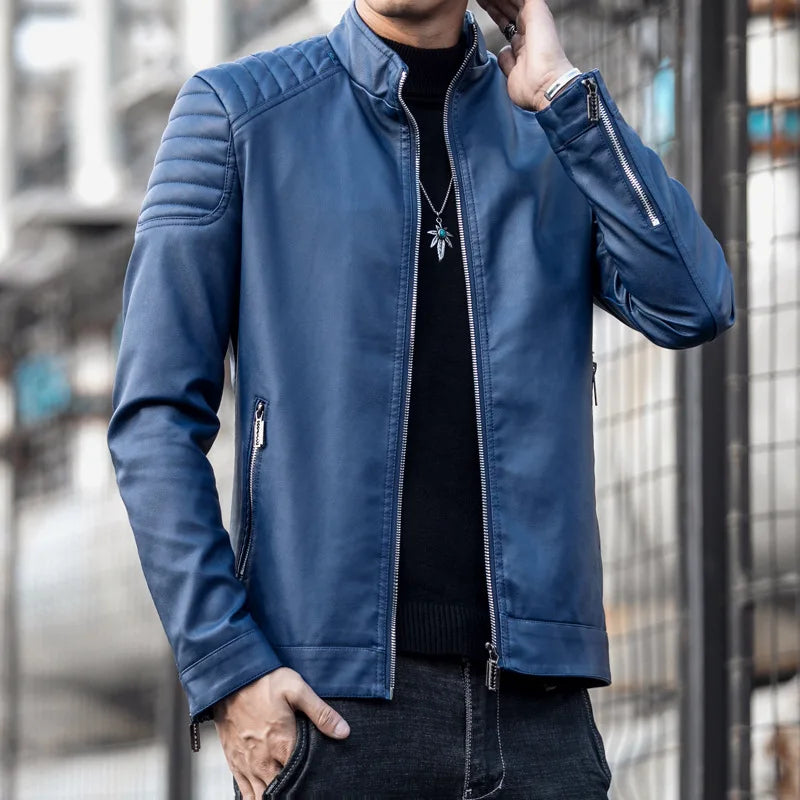Jaqueta de Couro Motociclista Masculina Valezinni VZ167