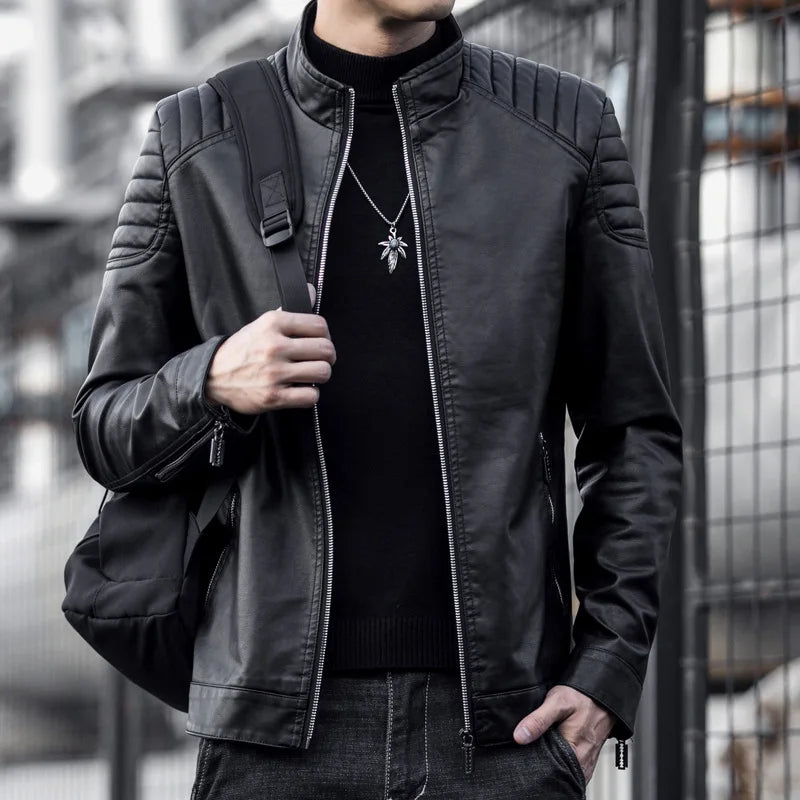 Jaqueta de Couro Motociclista Masculina Valezinni VZ167