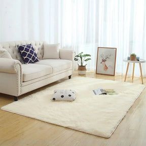 Tapete Felpudo Off White Antiderrapante para Sala e Quarto