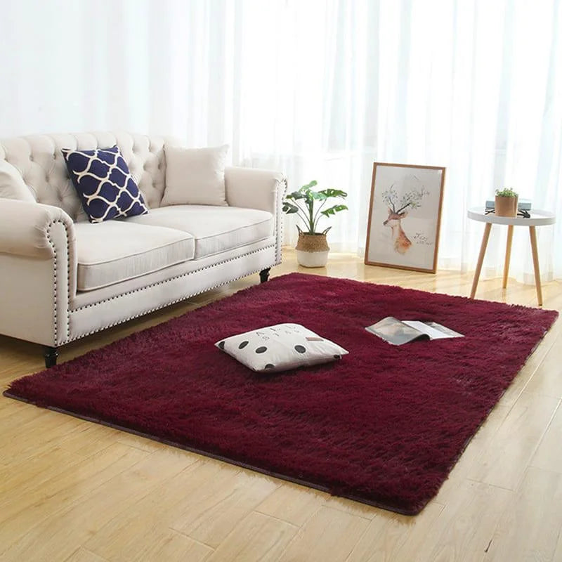 Tapete Felpudo Bordô Antiderrapante para Sala e Quarto