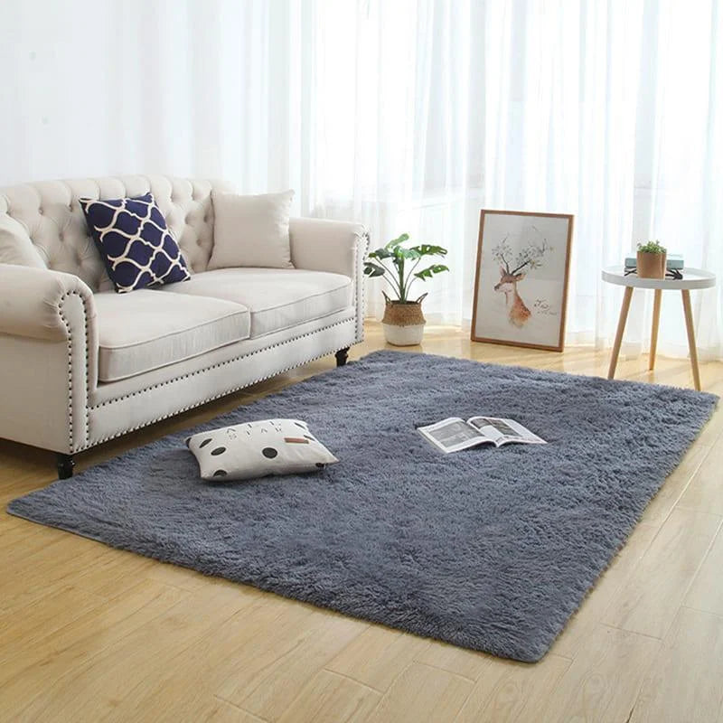 Tapete Felpudo Cinza Antiderrapante para Sala e Quarto