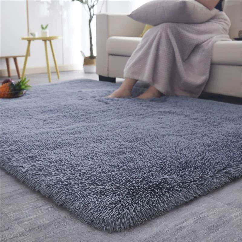 Tapete Felpudo Cinza Antiderrapante para Sala e Quarto