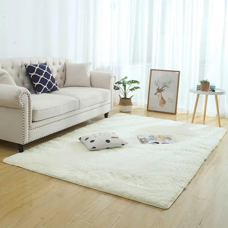 Tapete Felpudo Creme Antiderrapante para Sala e Quarto
