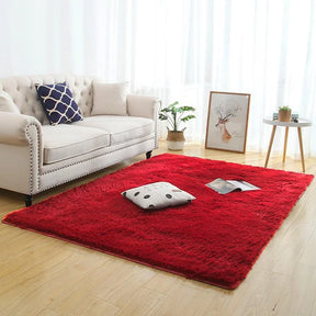 Tapete Felpudo Vermelho Antiderrapante para Sala e Quarto