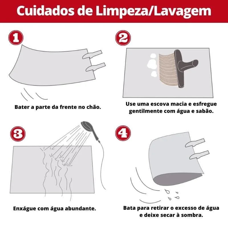 Tapete Felpudo Vermelho Antiderrapante para Sala e Quarto