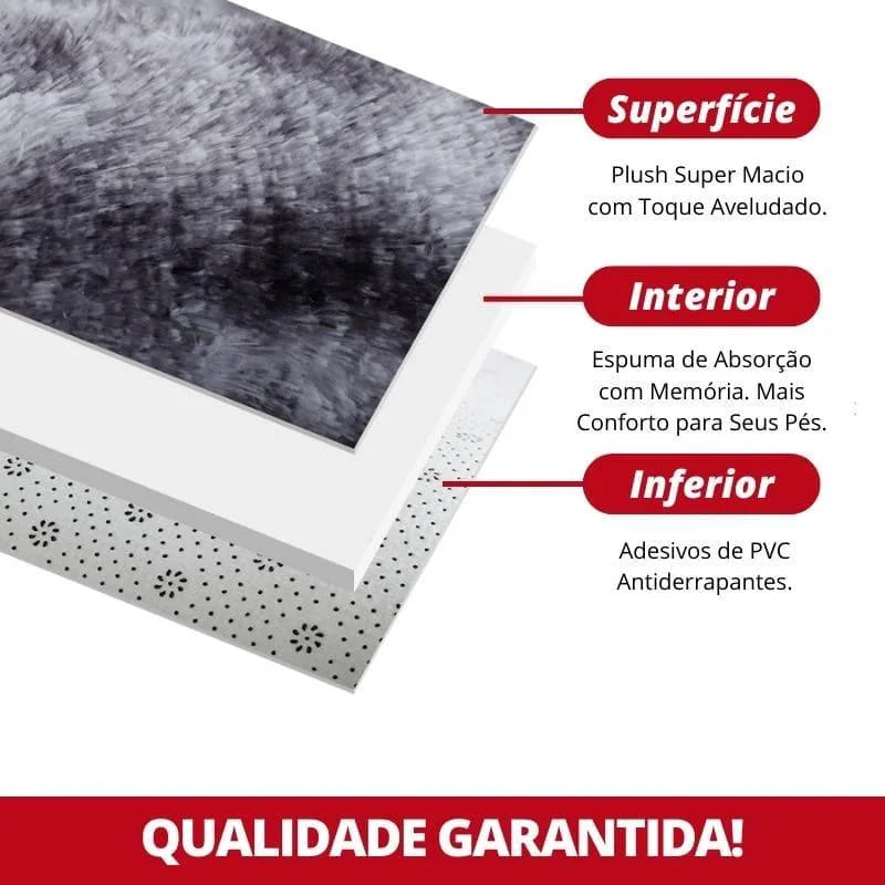 Tapete Felpudo Vermelho Antiderrapante para Sala e Quarto