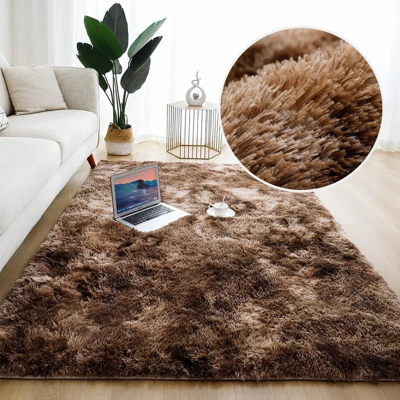 Tapete Felpudo Marrom Mesclado Antiderrapante para Sala e Quarto