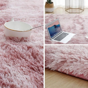 Tapete Felpudo Rosa Mesclado Antiderrapante para Sala e Quarto