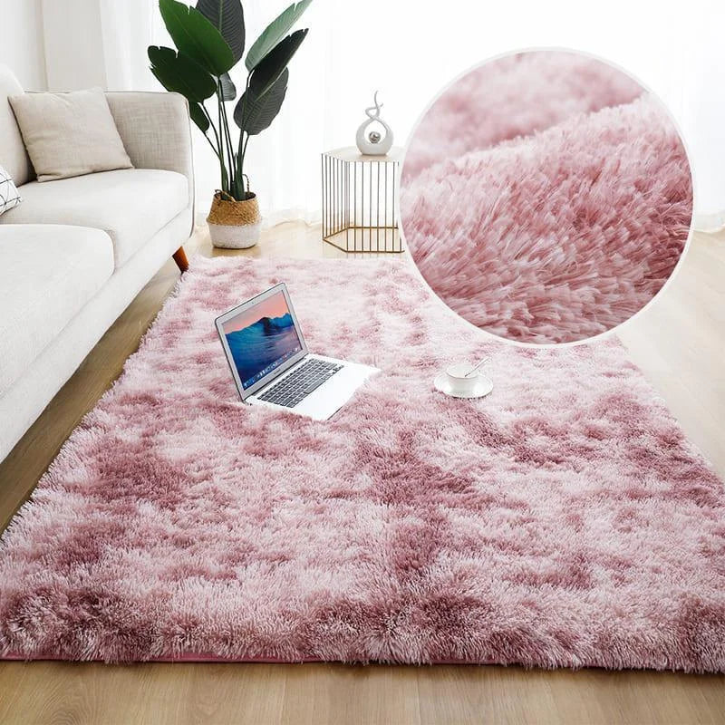 Tapete Felpudo Rosa Mesclado Antiderrapante para Sala e Quarto