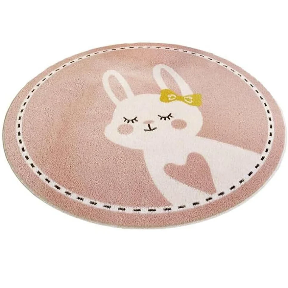 Tapete Infantil Redondo Coelhinho Antiderrapante para Quarto de Criança
